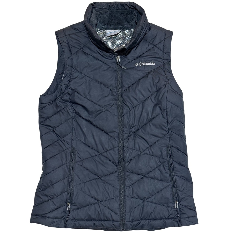 Columbia Heavenly Puffer Vest Womens Medium Black Omni-Heat Quilted Gorpcore